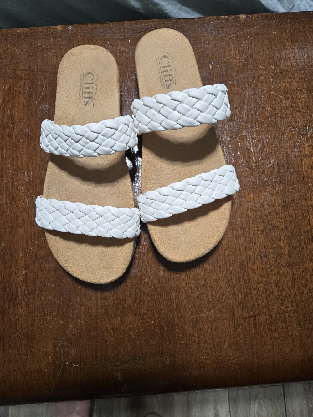 Cliffs by White Mountain Braided Double Strap White Sandals